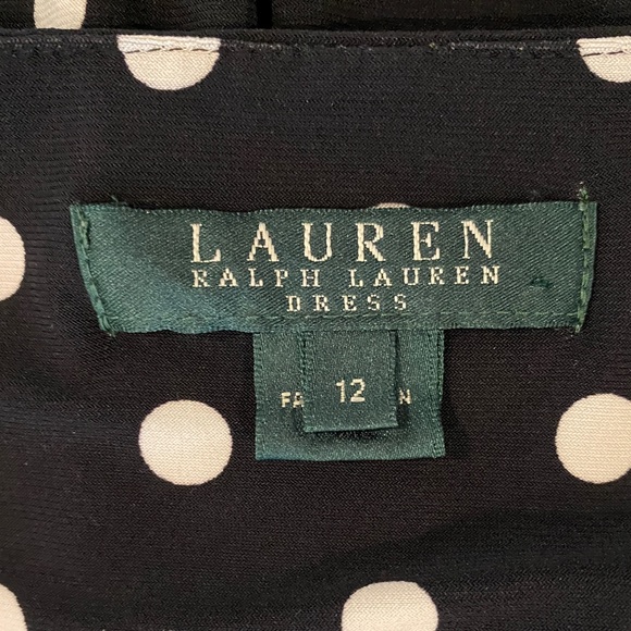 Lauren Ralph Lauren Sleeveless Surplice V-Neck Polka Dot Jersey Dress Size 12 - Picture 6 of 7